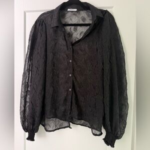 Minimum Black Sheer Button Down Shirt